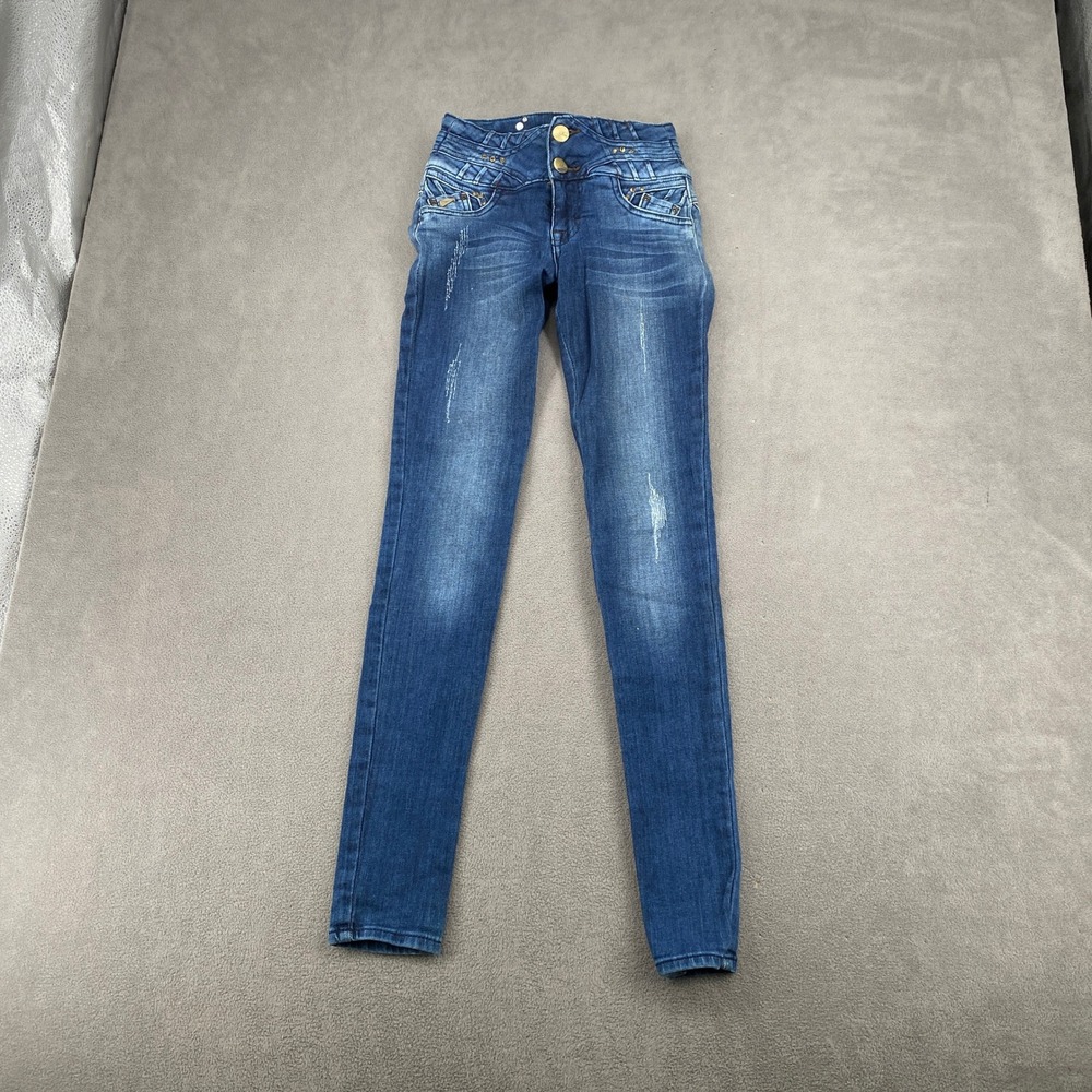 Ciclon Jeans Womens Blue High Waist Studded Y2K Skinny Jeans Size 4/5